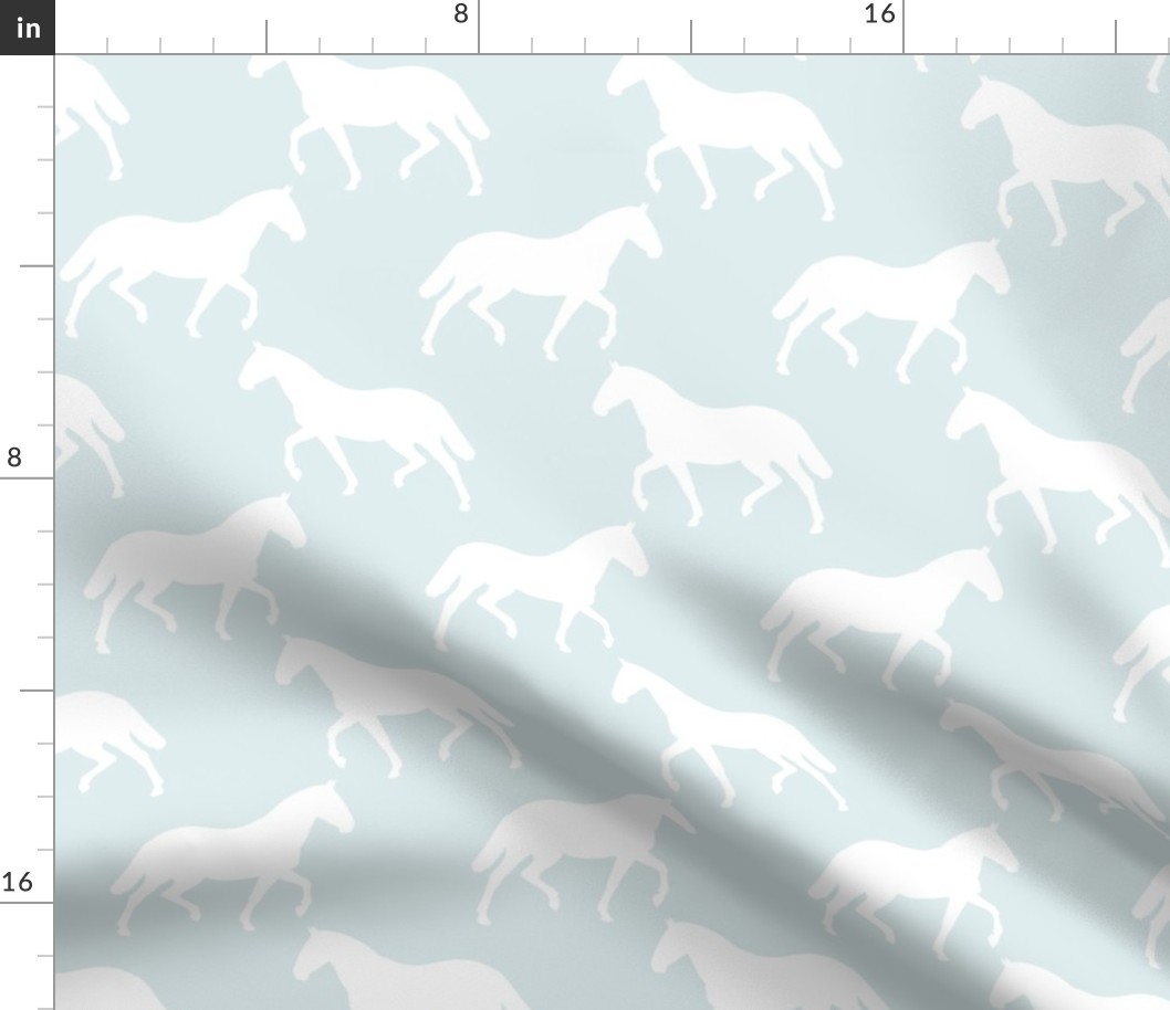 Large Subtle Trotting Horse Silhouette, Duck Egg Blue