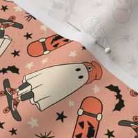 Boy Halloween Skateboard Ghosts Pattern