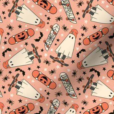 Boy Halloween Skateboard Ghosts Pattern