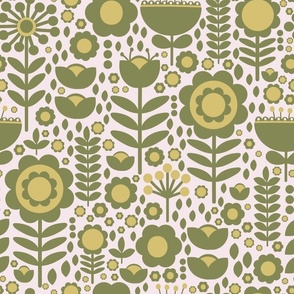 Vintage Wallpaper Folk Flowers