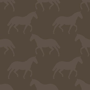 Large Subtle Trotting Horse Silhouette, Sepia Brown