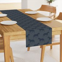 Large Subtle Trotting Horse Silhouette, Navy on Slate