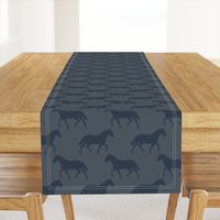 Large Subtle Trotting Horse Silhouette, Navy on Slate