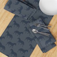 Large Subtle Trotting Horse Silhouette, Navy on Slate