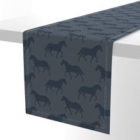 Large Subtle Trotting Horse Silhouette, Navy on Slate