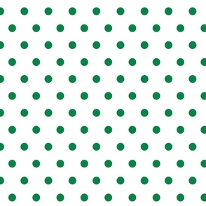 Green Polka Dots on White