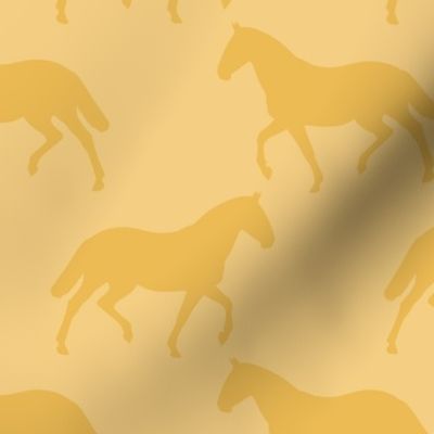 Large Subtle Trotting Horse Silhouette, Saffron Yellow