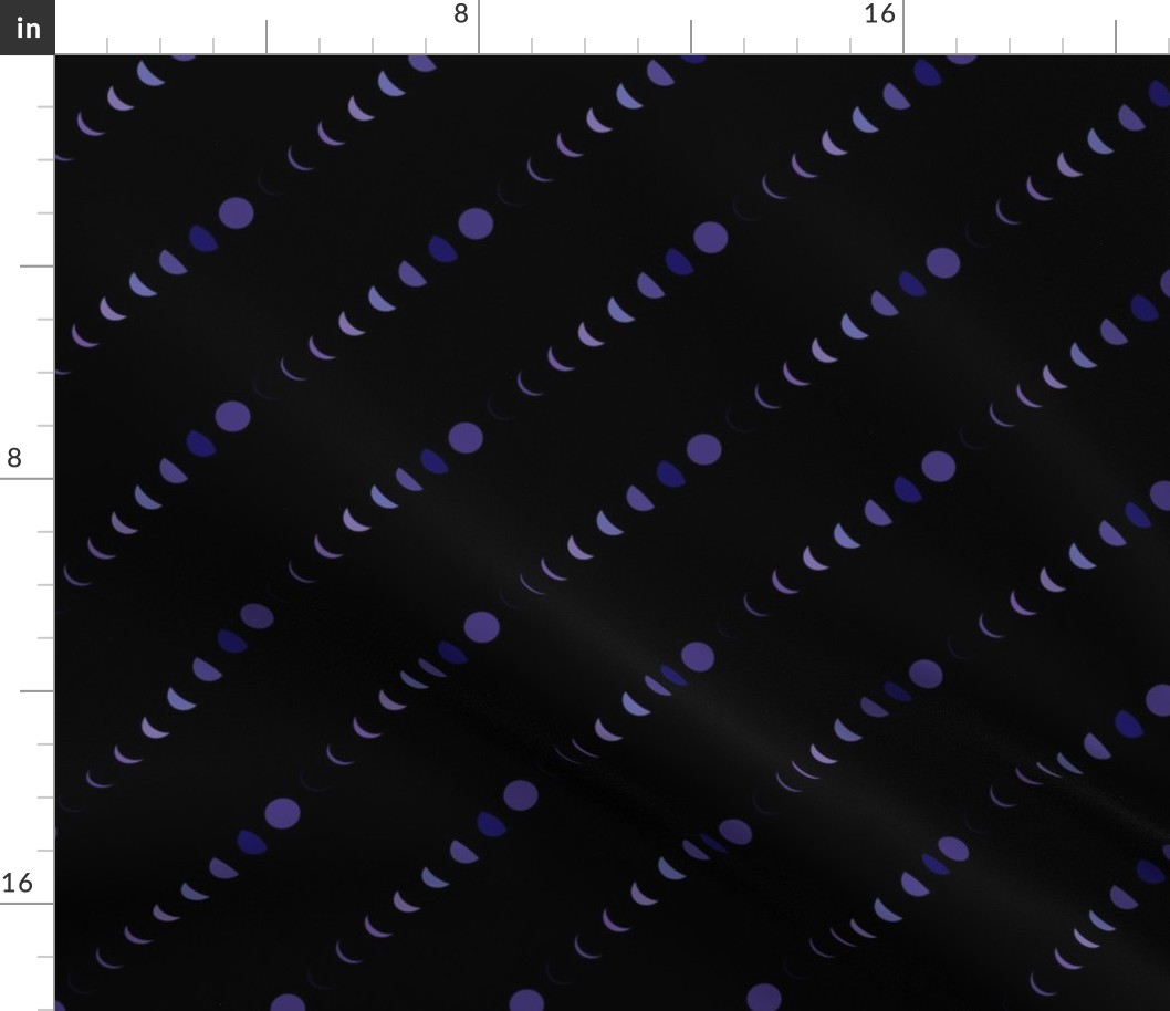 Moon Phase Diagonal Stripes in Black + Purple