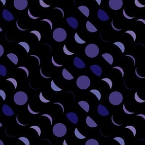 Triple Moon Phase Diagonal Stripes in Black + Purple