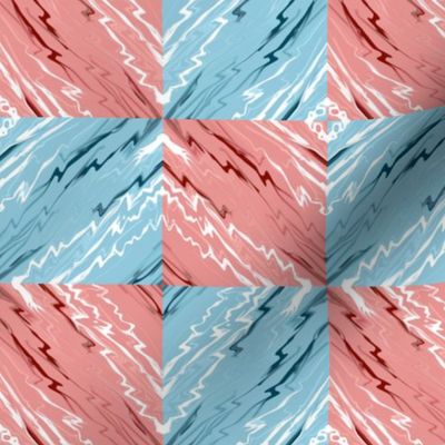 Slanted Marble Checkerboard in Pink and Blue