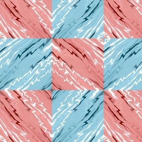 Slanted Marble Checkerboard in Pink and Blue