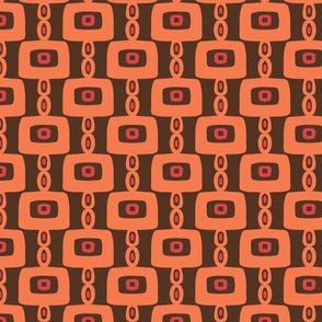 Funky Eye Chain | Burnt Orange Medium Scale - amber carnelian groovy psychedelic mod squad retro vintage wallpaper upholstery 60s 70s