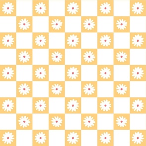 daisies checkers - cornsilk