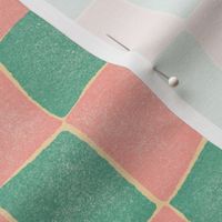 Wobbly Checkerboard - 12" large - pink and teal