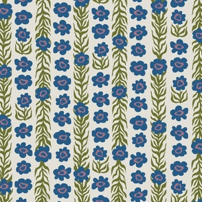Vintage Wallpaper Floral Stripe Pattern