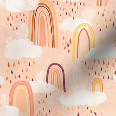 Rainbows and crystals peach stamp