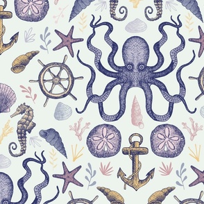 New Nautical Damask design  -  large scale