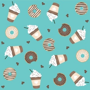 Frappuccino Coffee Sprinkled Donut Pattern