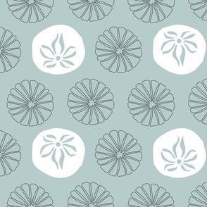 Large- Sand dollars - grey and white on sea glass