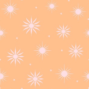 Summer Suns and Stars Large Scale apricot orange pastel pink by Jac Slade