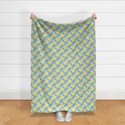 Slanted Marble Checkerboard in Sky Blue and Lemon Yellow