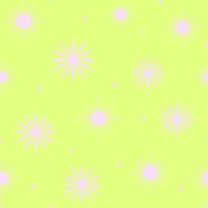 Summer Suns and Stars Large Scale lime green pink by Jac Slade