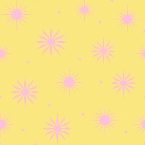 Summer Suns and Stars Large Scale yellow pink by Jac Slade
