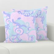 Sunset Beach Large Scale baby pink periwinkle blue aqua blue by Jac Slade