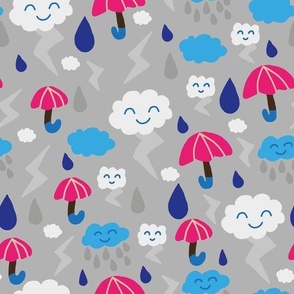 grey pink Kawaii Thunder Storm Weather