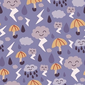 purple grey Kawaii Thunder Storm Weather