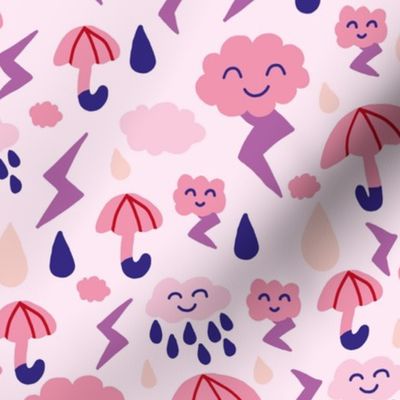 light pink Kawaii Thunder Storm Weather