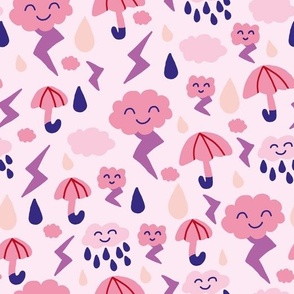light pink Kawaii Thunder Storm Weather