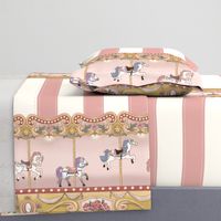 Vintage Carousel Border Print (Pink