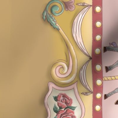 Vintage Carousel Border Print (Pink