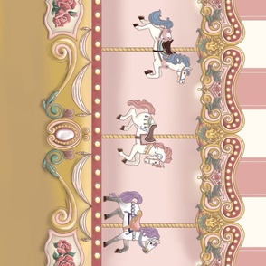 Vintage Carousel Border Print (Pink