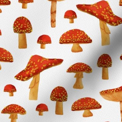 Watercolour Mushrooms Seamless Pattern - Small Scale