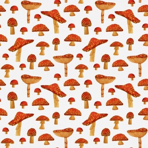 Watercolour Mushrooms Seamless Pattern - Small Scale