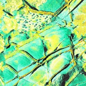 rocks reimagined in mint green and lemon yellow abstract