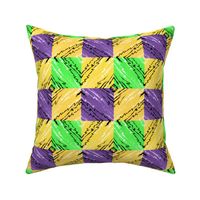 Slanted Marble Checkerboard in Mardi Gras Green Gold and Purple