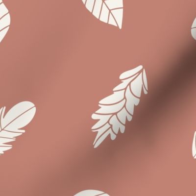 White Leaves on Peachy Pink, Minimal