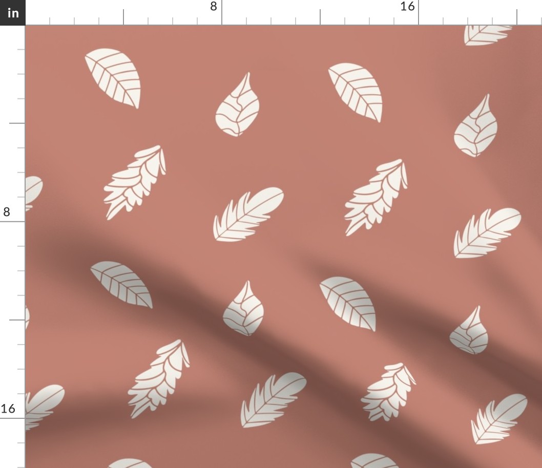 White Leaves on Peachy Pink, Minimal