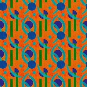 Minimalist Bold geometric shapes on linen effect small, orange background