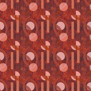Mid Century Modern Retro bold minimalist geometrics on linen effect neutral browns and peach