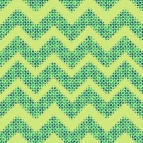 Mint green and dark blue spotty chevron stripes on lime green background small