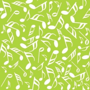 White Music Notes Petal Solids Lime