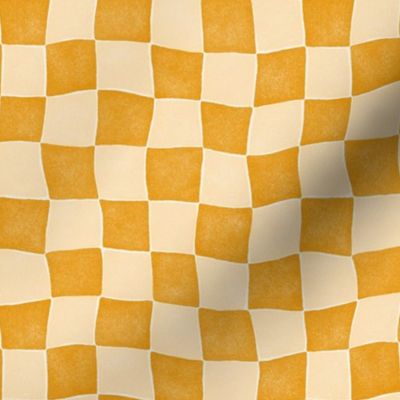 Wobbly Checkerboard - 1" squares - marigold