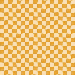 Wobbly Checkerboard - 1" squares - marigold