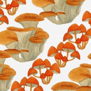 Watercolour Mushrooms Seamless Pattern - Large Scale