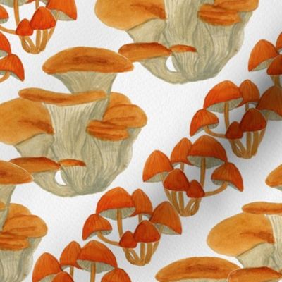 Watercolour Mushrooms Seamless Pattern - Small Scale