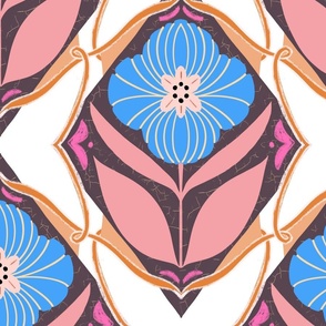 Retro flowers tile pattern 